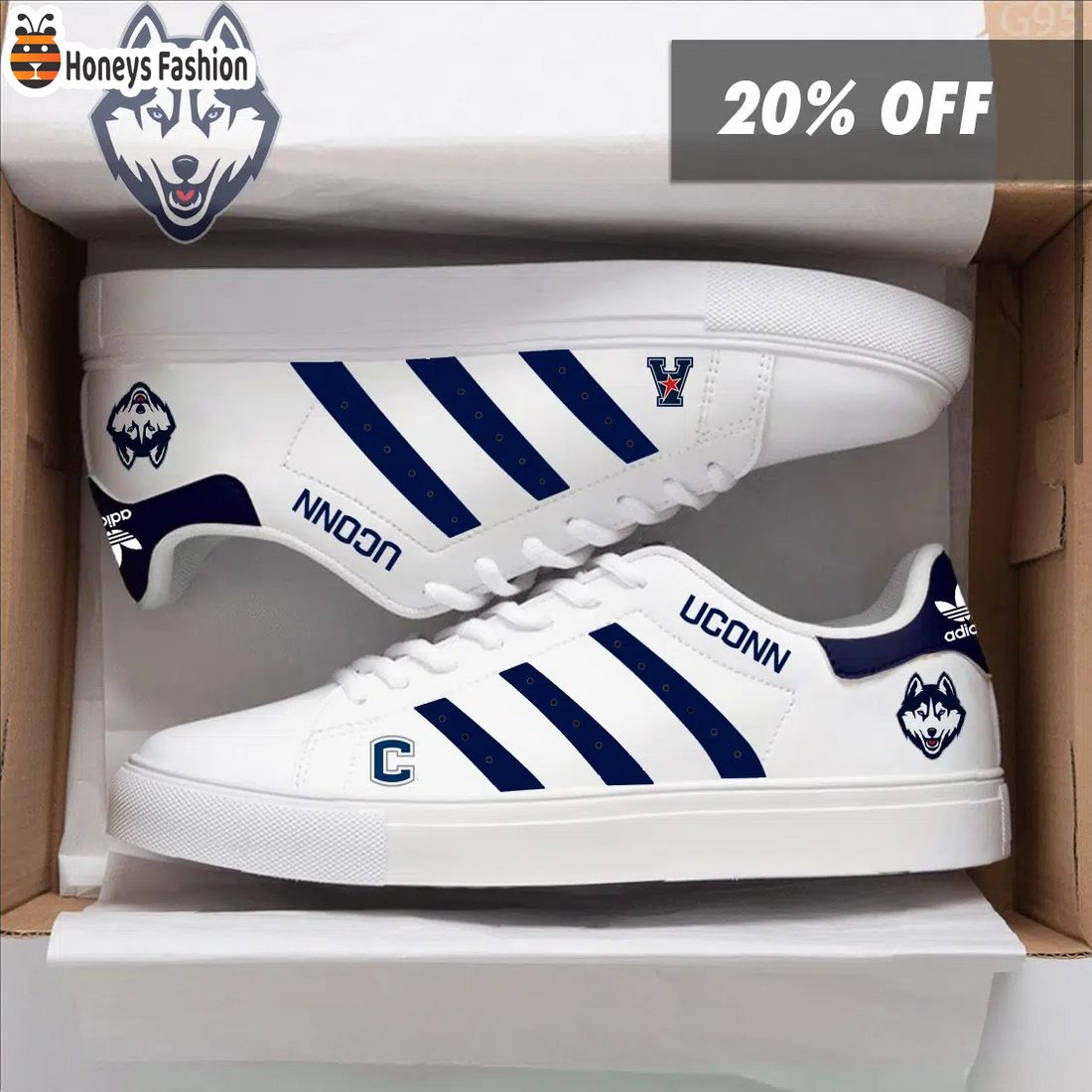 UConn Huskies NCAA Adidas Stan Smith Low Top Shoes