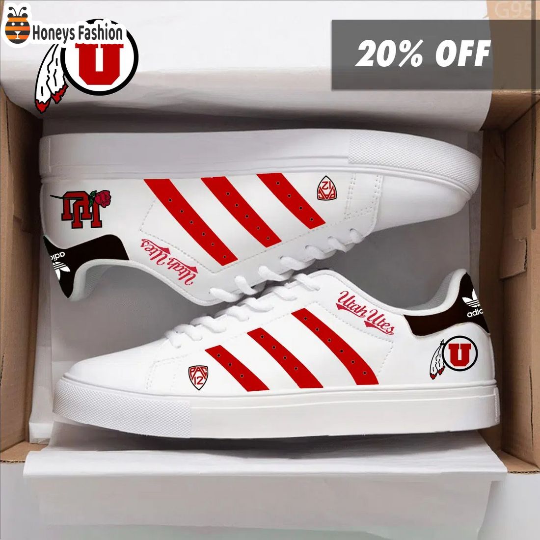 Utah Utes NCAA Adidas Stan Smith Shoes