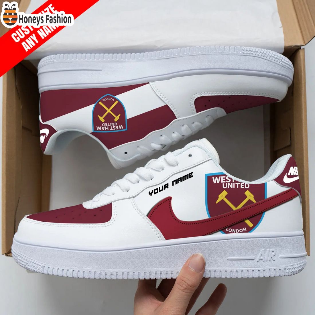 West Ham United Personalized Nike Air Force Sneakers