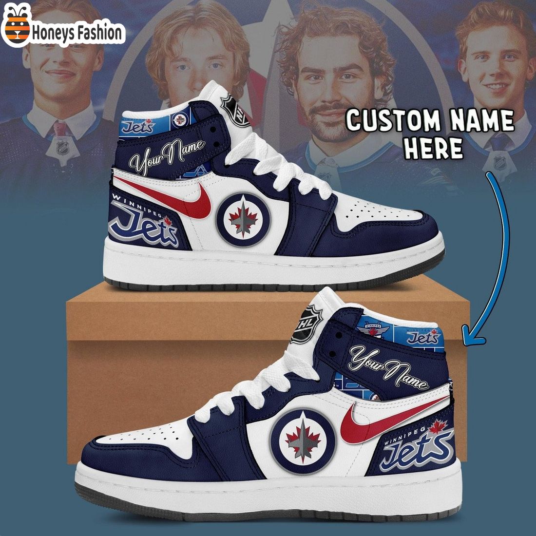Winnipeg Jets NHL Custom Name Air Jordan 1 Sneakers