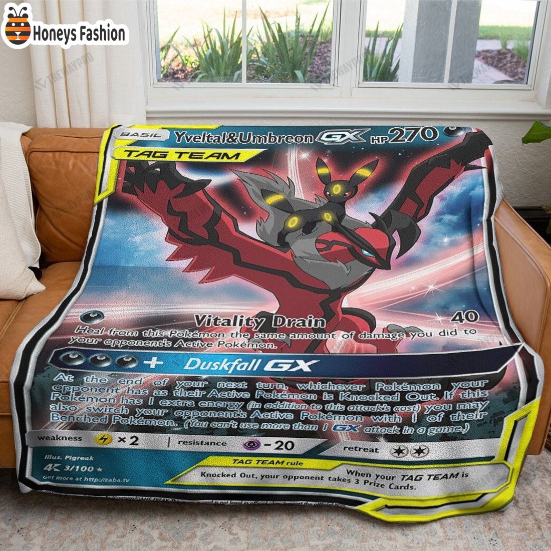 Yveltal And Umbreon Card Fleece Blanket