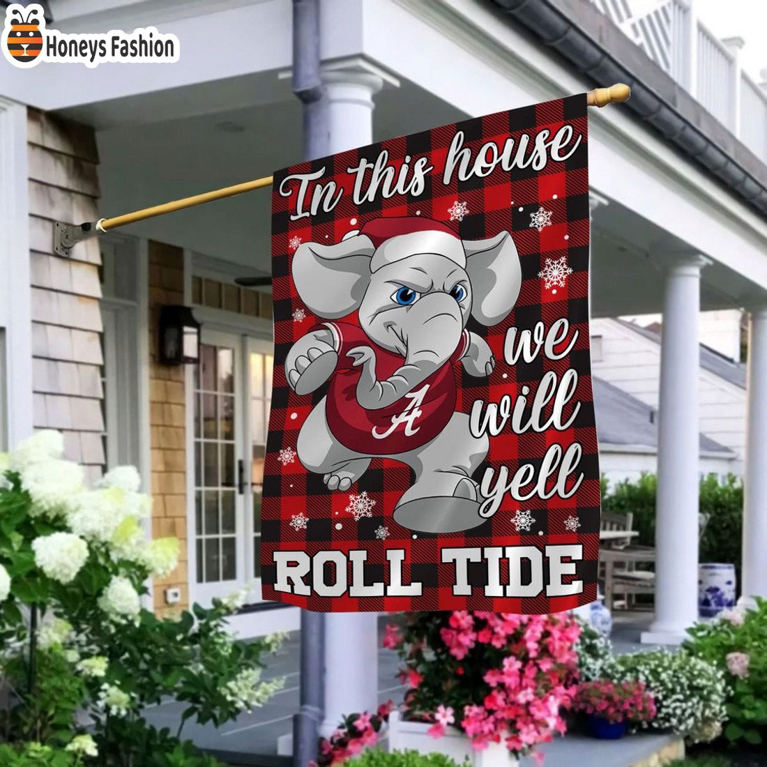 Alabama crimson tide in this house we will yell Roll Tide flag