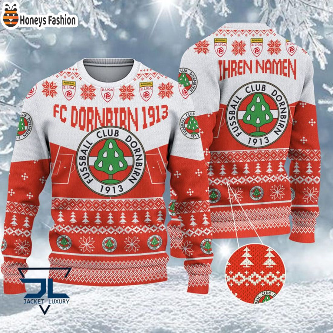 BEST FC Dornbirn 1913 Custom Name Ugly Christmas Sweater