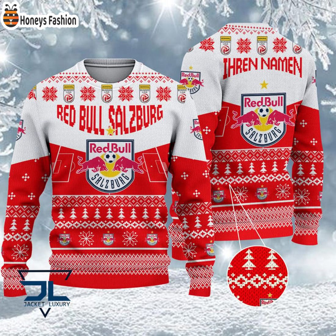 BEST FC Red Bull Salzburg Custom Name Ugly Christmas Sweater