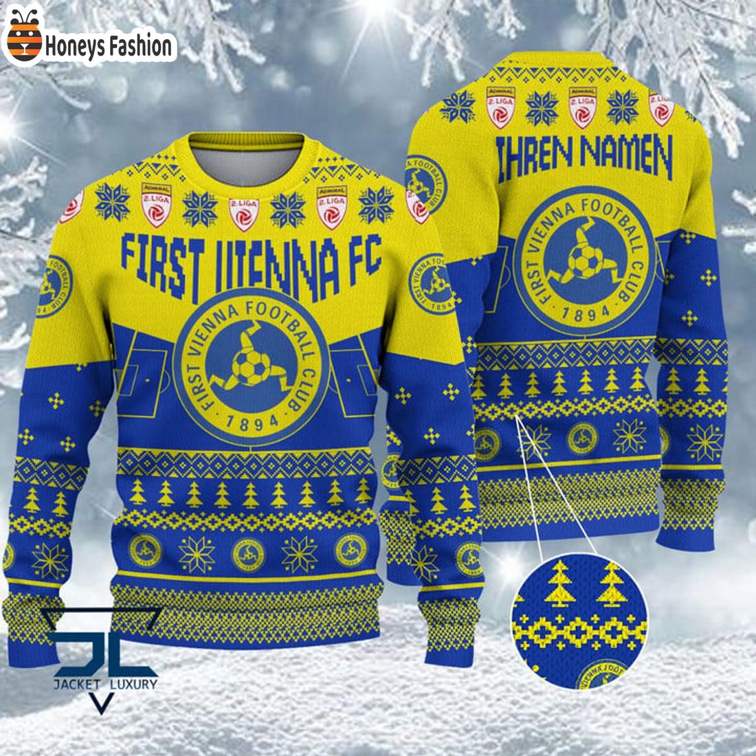 BEST First Vienna FC Custom Name Ugly Christmas Sweater