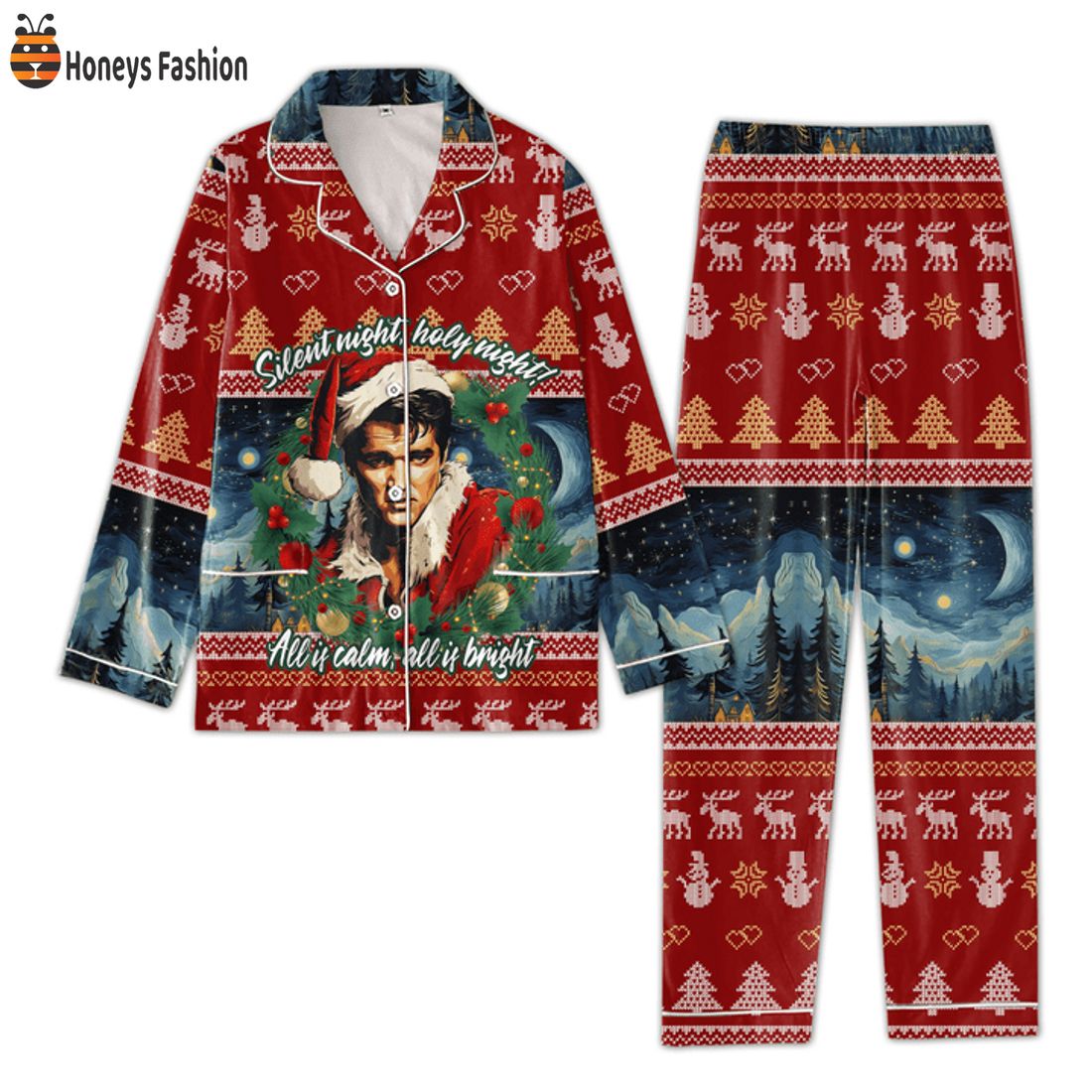 BEST SELLER Elvis Presley Silent Night Holy Night Christmas Pajamas Set