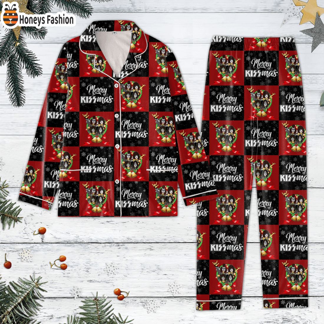 BEST SELLER KISS Rock Band Merry Kissmas Christmas Pajamas Set