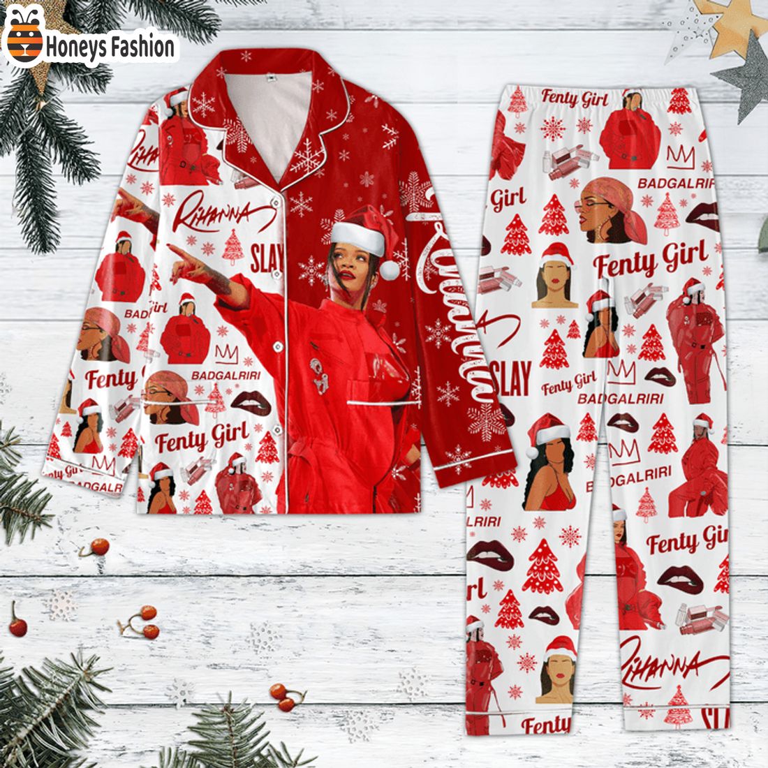 BEST SELLER Rihanna Fenty Girl Badgalriri Christmas Pajamas Set