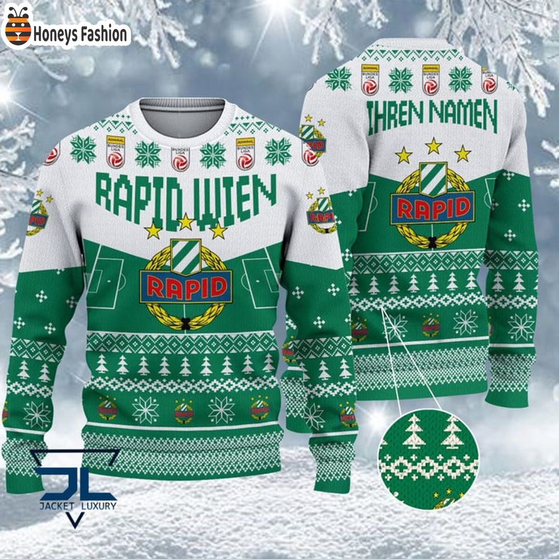 BEST SK Rapid Wien Custom Name Ugly Christmas Sweater