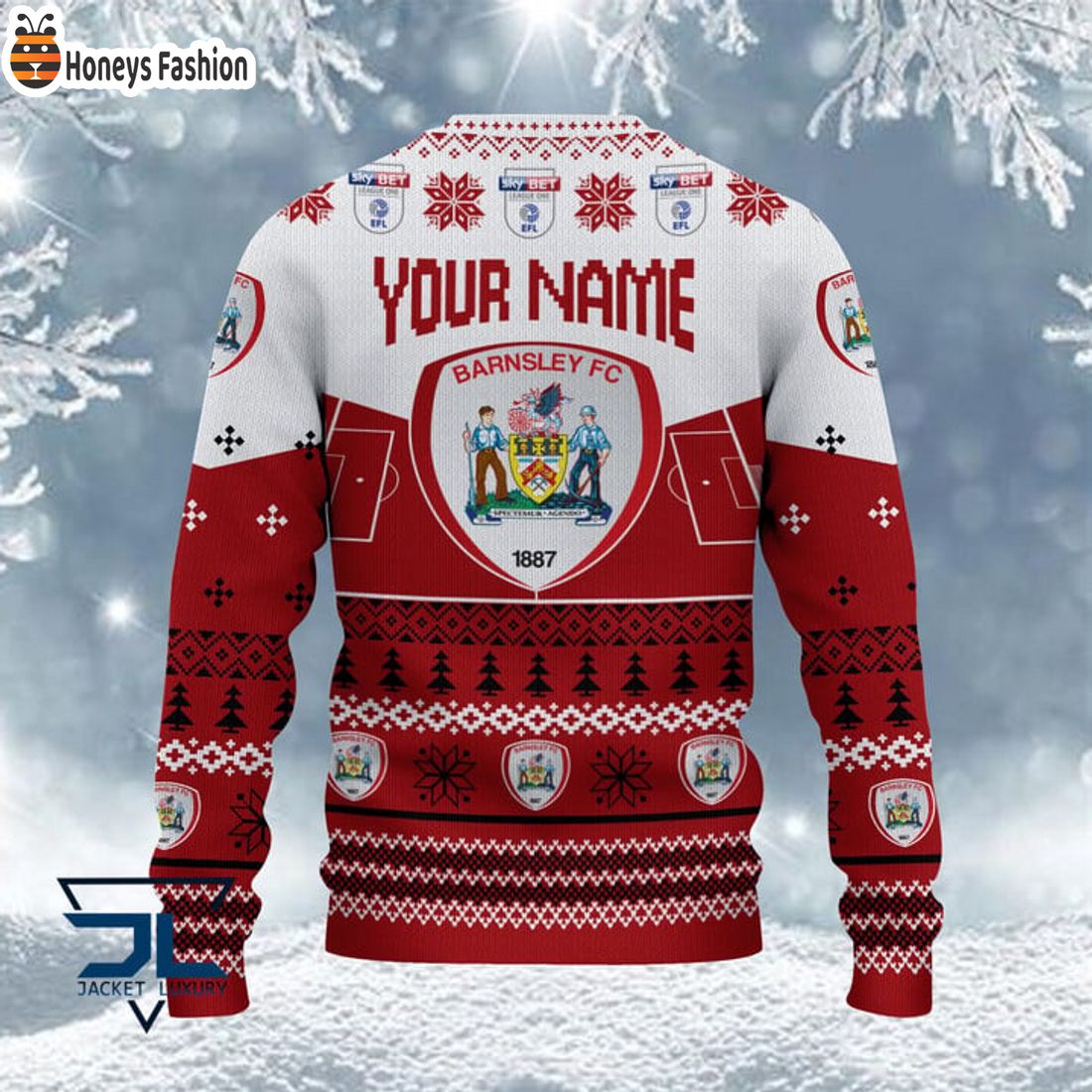 BEST TRENDING Barnsley FC EFL Championship 2023 Custom Name Ugly Christmas Sweater
