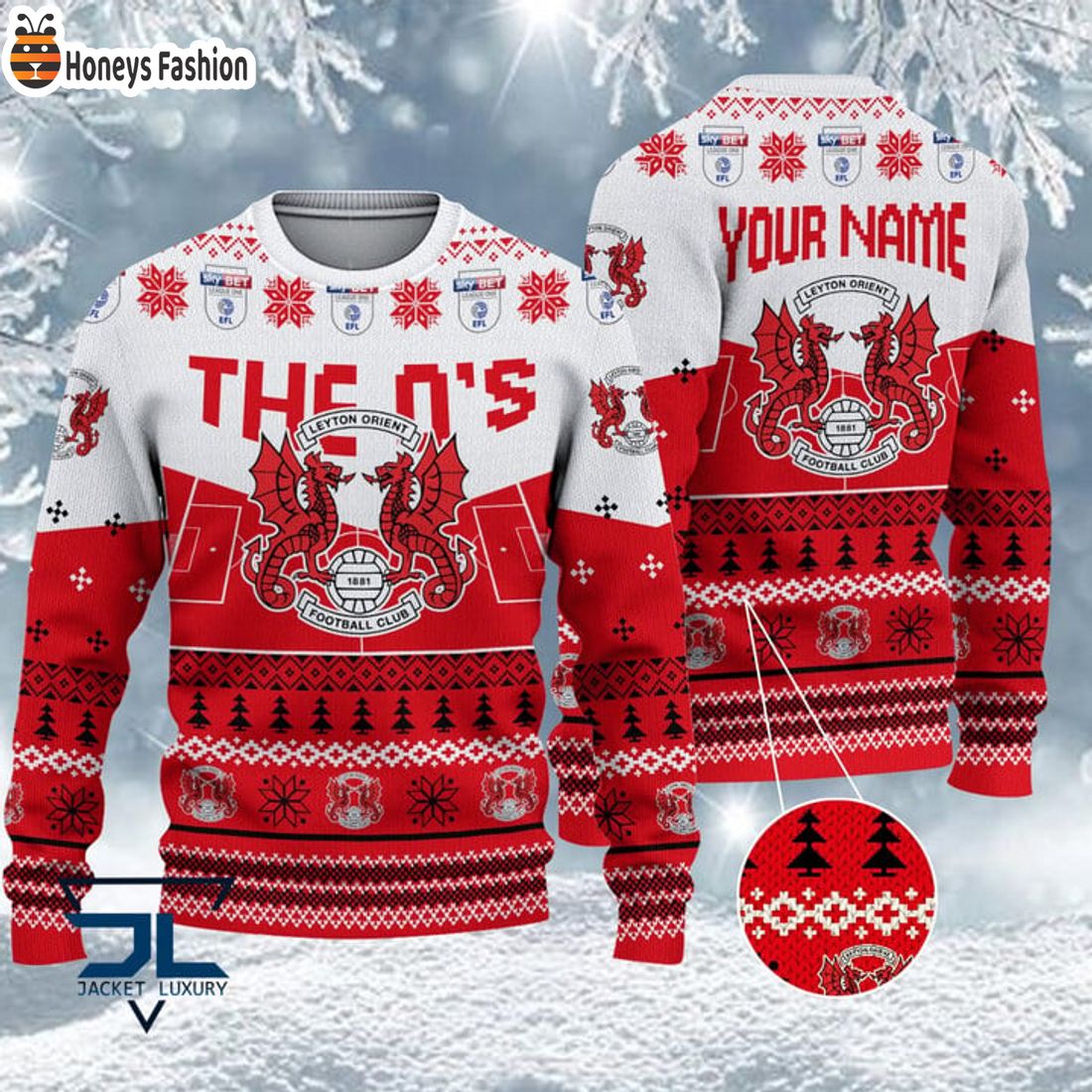 BEST TRENDING Leyton Orient EFL Championship 2023 Custom Name Ugly Christmas Sweater
