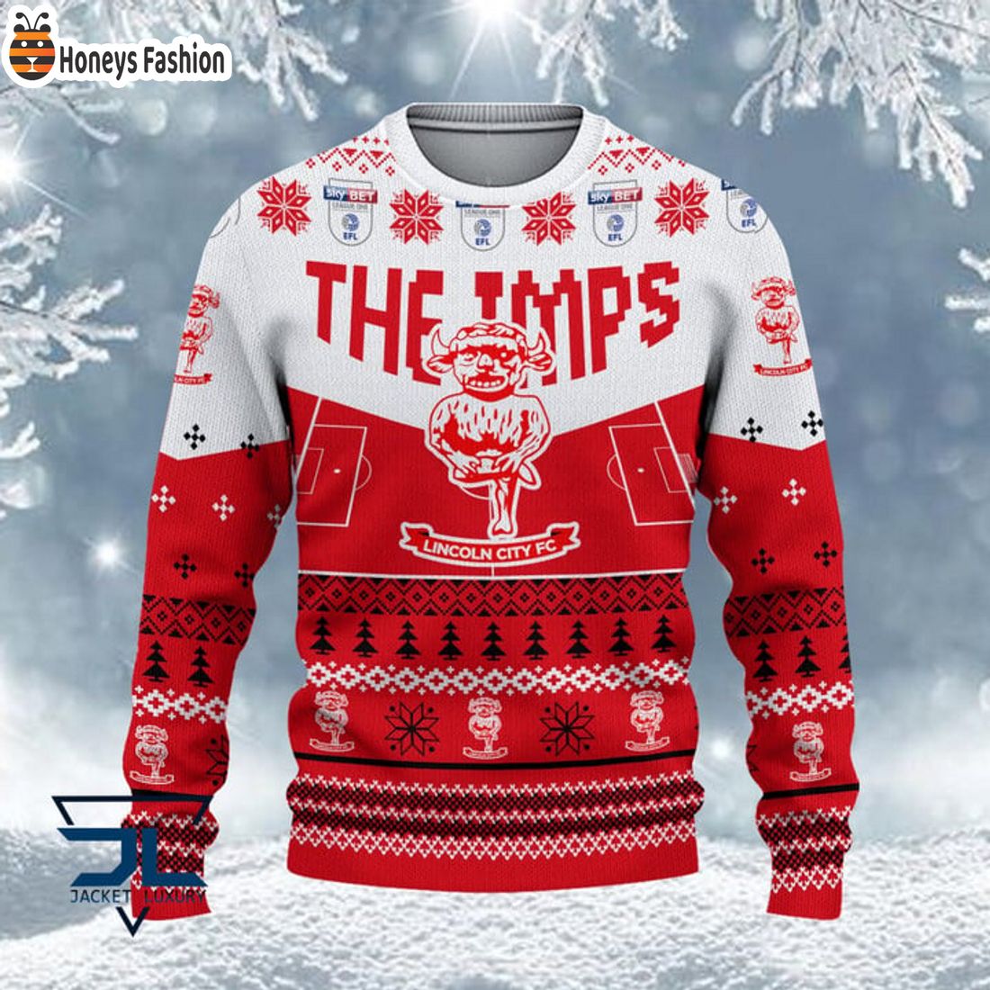 BEST TRENDING Lincoln City FC EFL Championship 2023 Custom Name Ugly Christmas Sweater