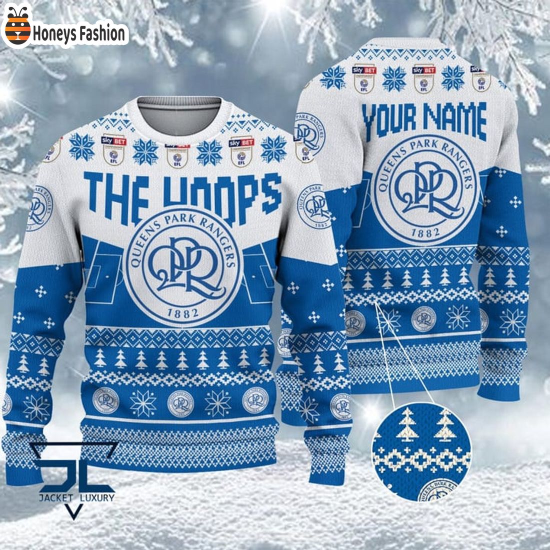 BEST TRENDING Queens Park Rangers EFL Championship 2023 Custom Name Ugly Christmas Sweater