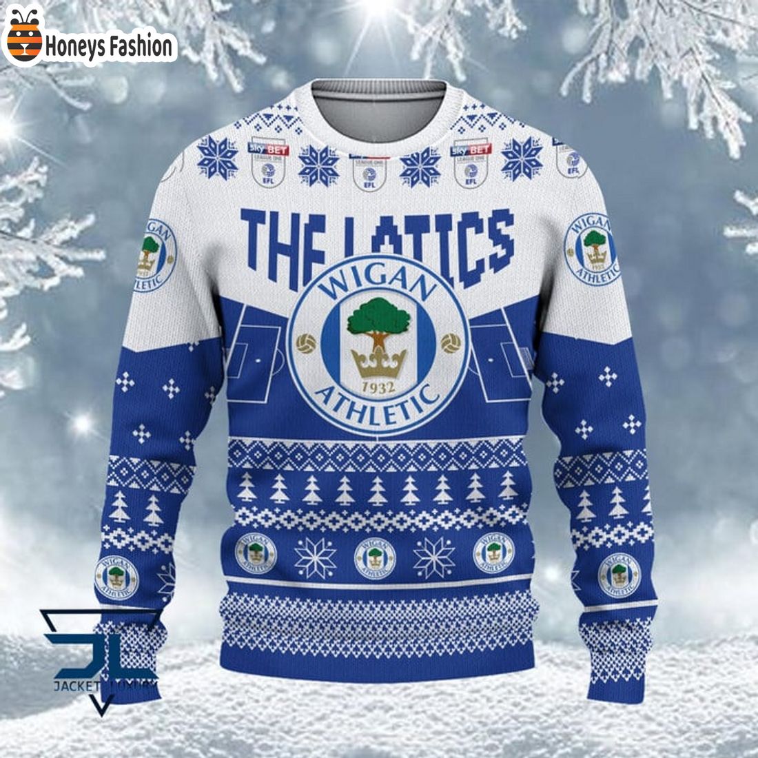 BEST TRENDING Wigan Athletic EFL Championship 2023 Custom Name Ugly Christmas Sweater