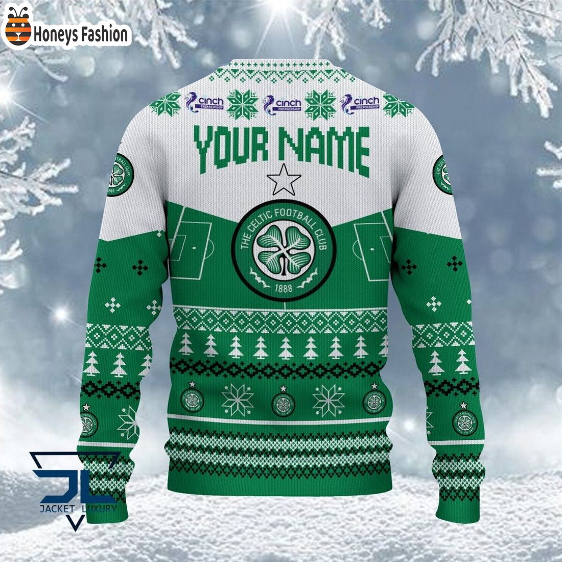 Celtic FC 2023 Custom Name Ugly Christmas Sweater