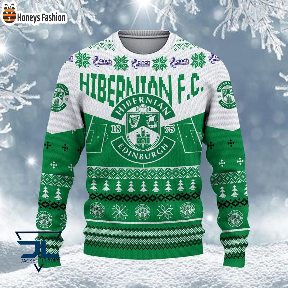 Hibernian FC 2023 Custom Name Ugly Christmas Sweater