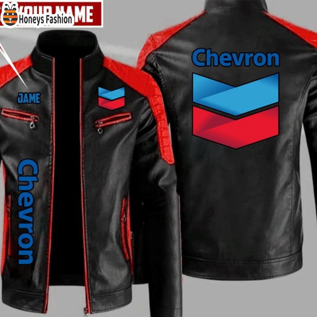 HOT Chevron Custom Name Leather Jacket