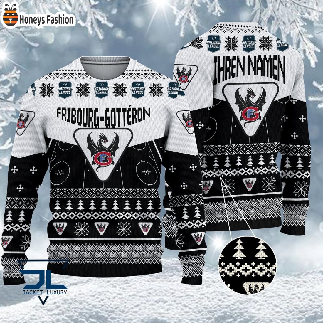 HOT Fribourg Gotteron National League 2023 Logo Ugly Christmas Sweater