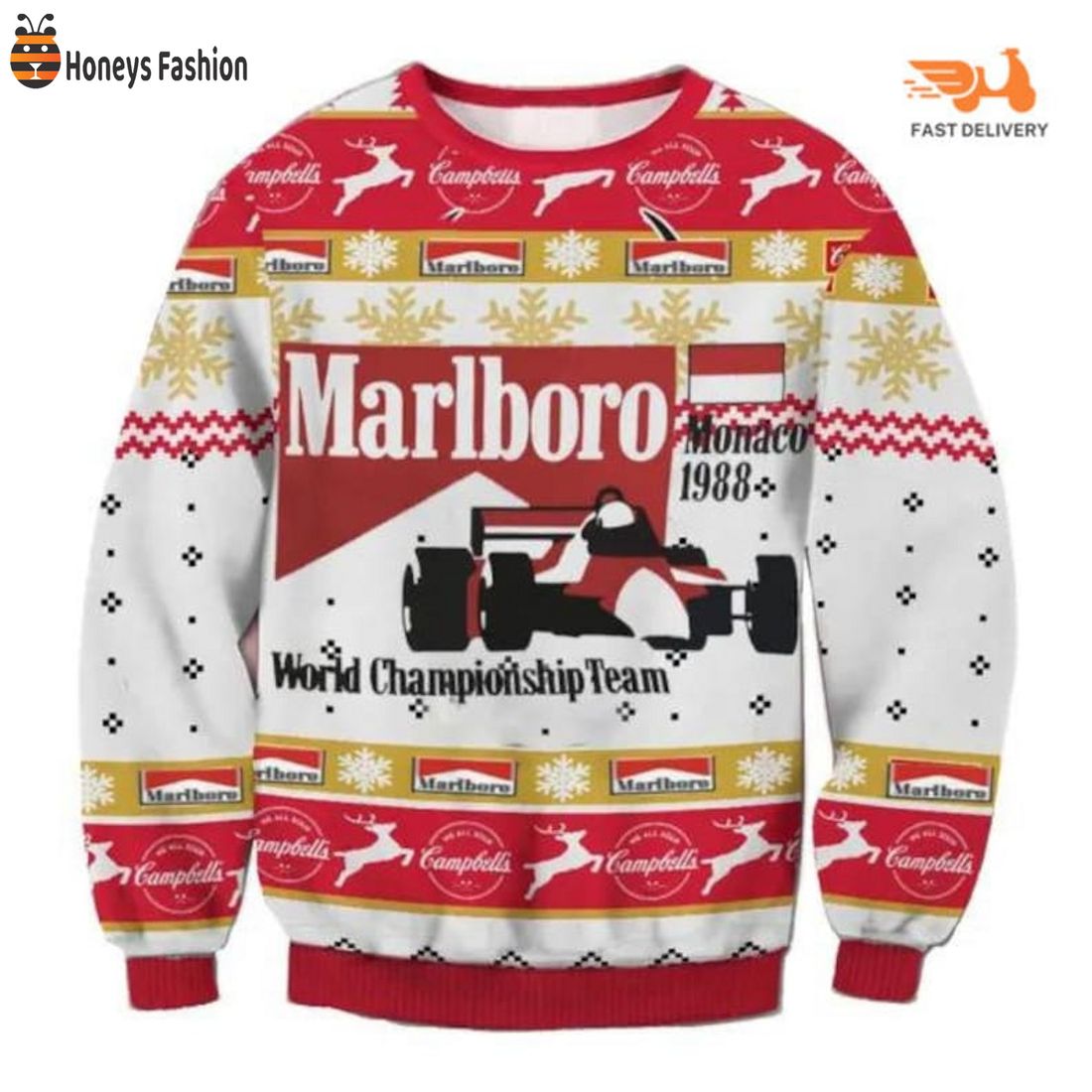 HOT Marolboro Racing Monaco 1988 World Championship Team Ugly Sweater