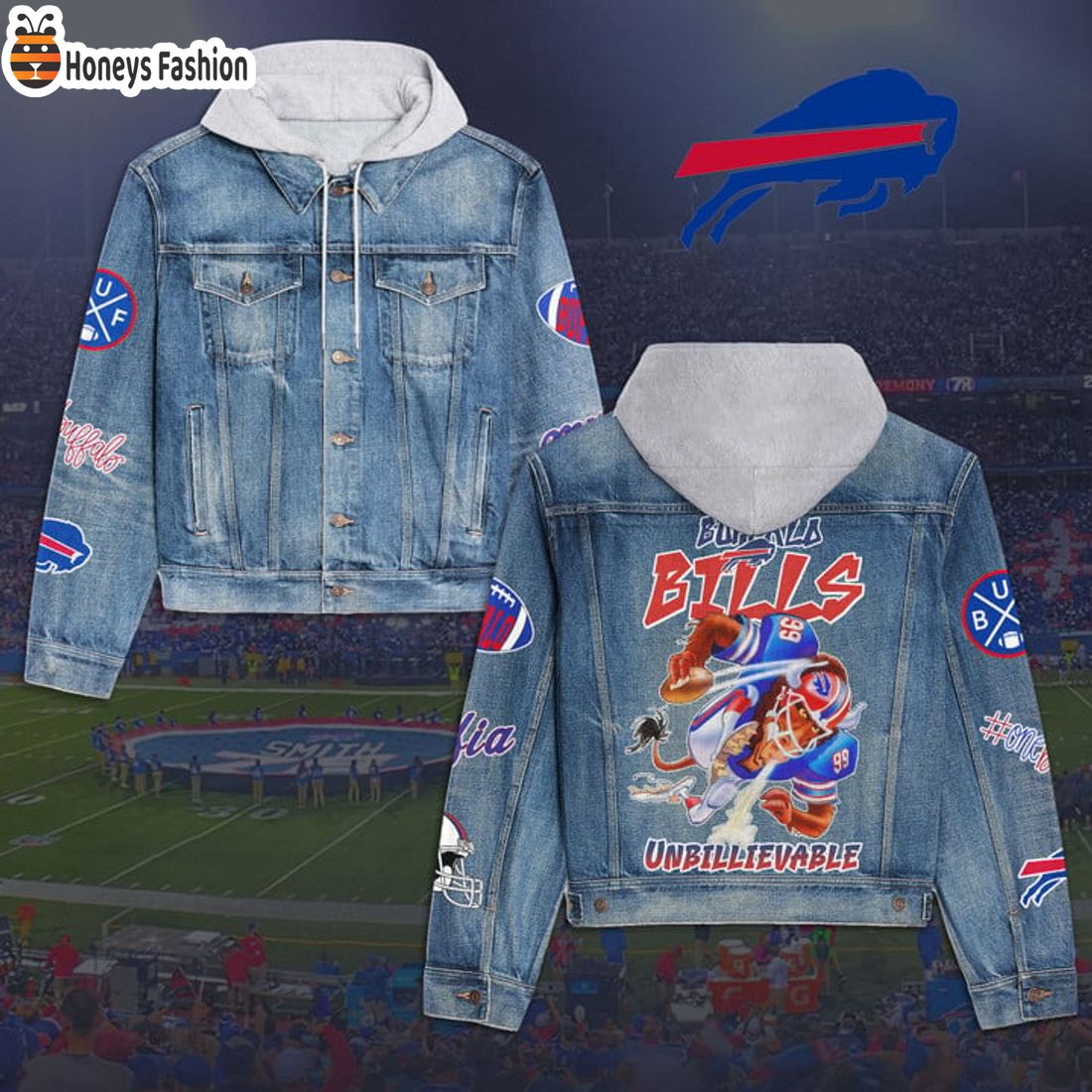 HOT TRENDING Buffalo Bills Unbilievable Hooded Denim Jacket