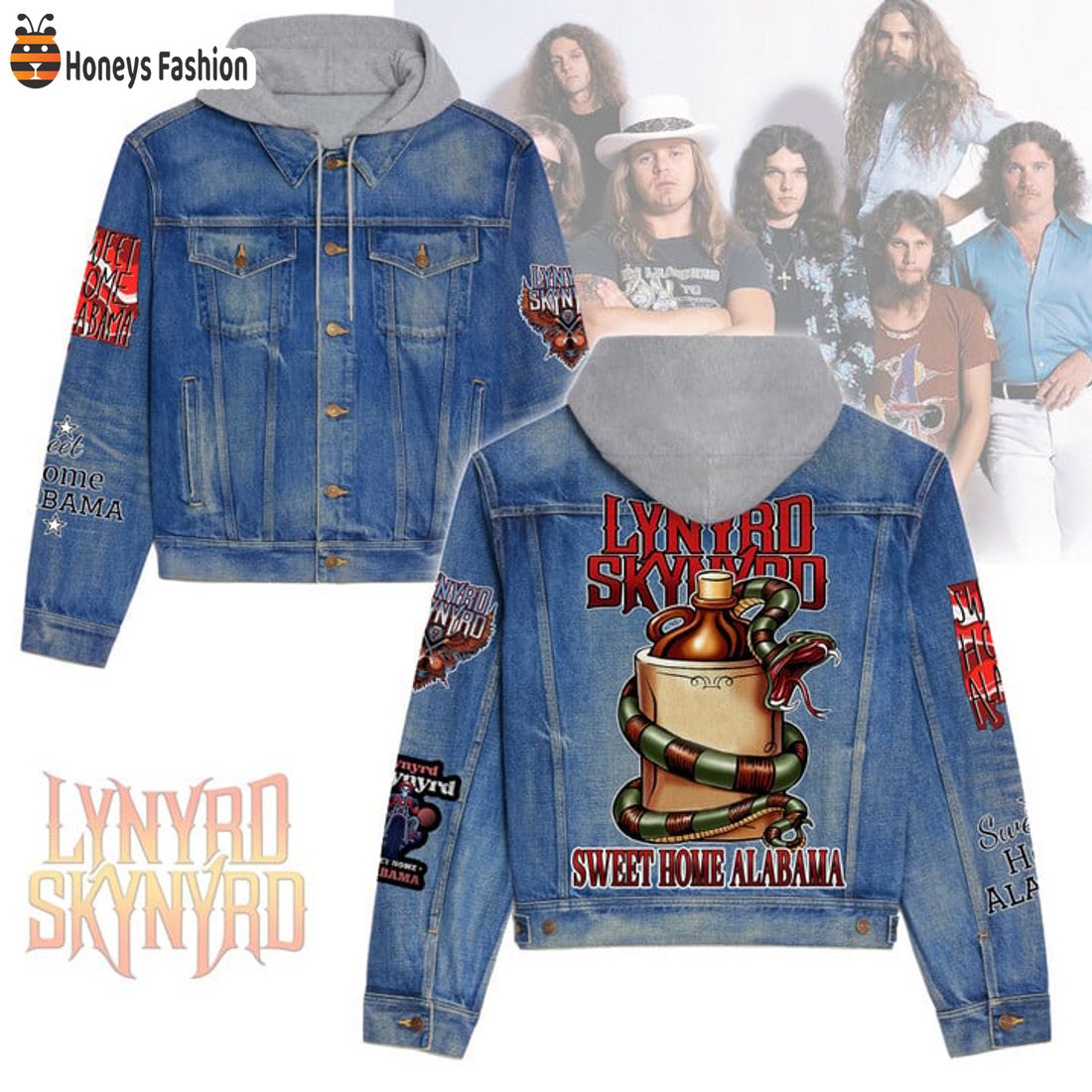 HOT TRENDING Lynyrd Skynyrd Sweet Home Alabama Hooded Denim Jacket