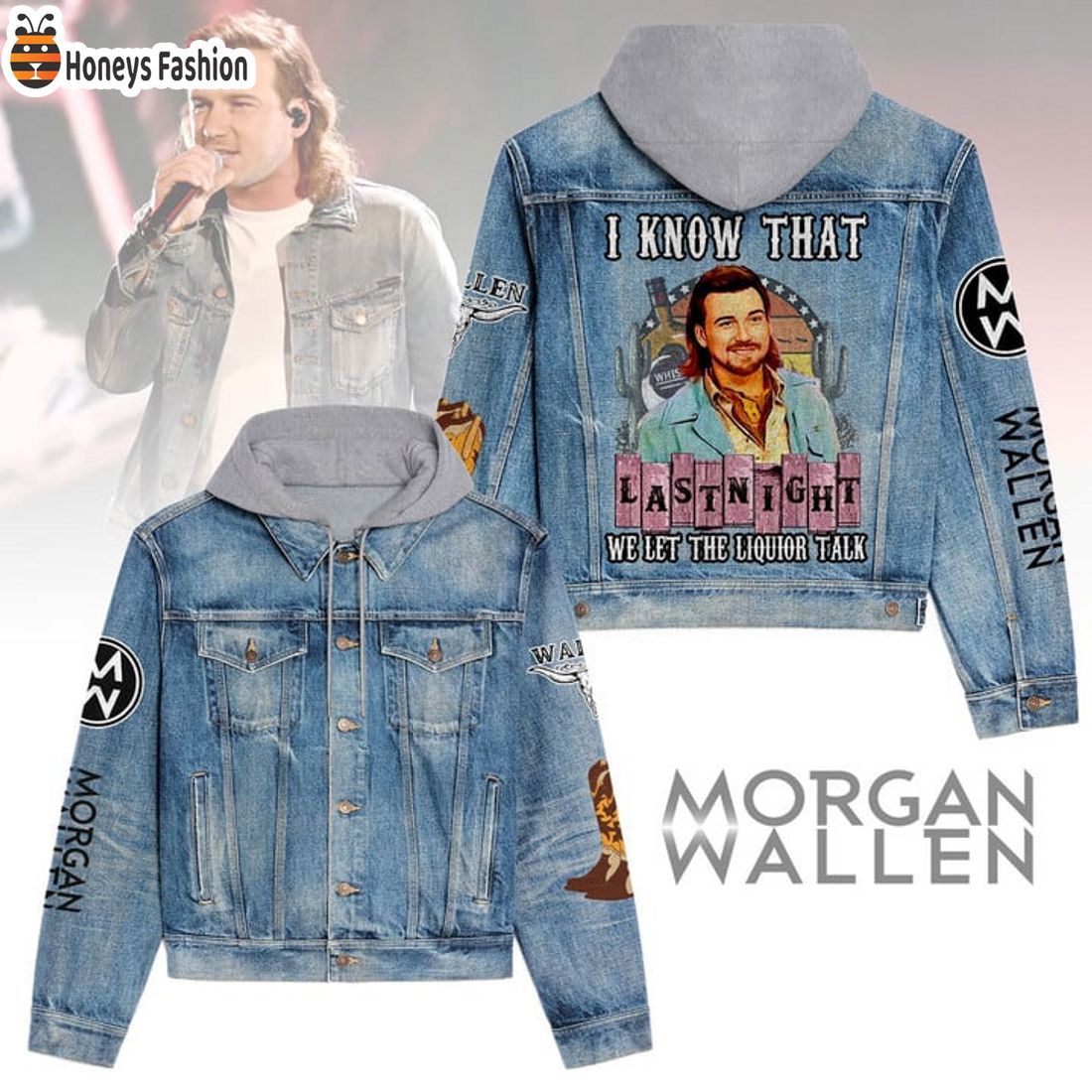 HOT TRENDING Morgan Wallen I Know That Last Night Hooded Denim Jacket