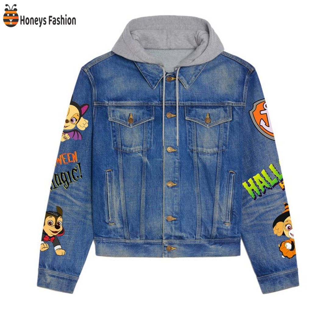 HOT TRENDING Roll With The Patrol Pup Tricks And Treats Hooded Denim Jacket