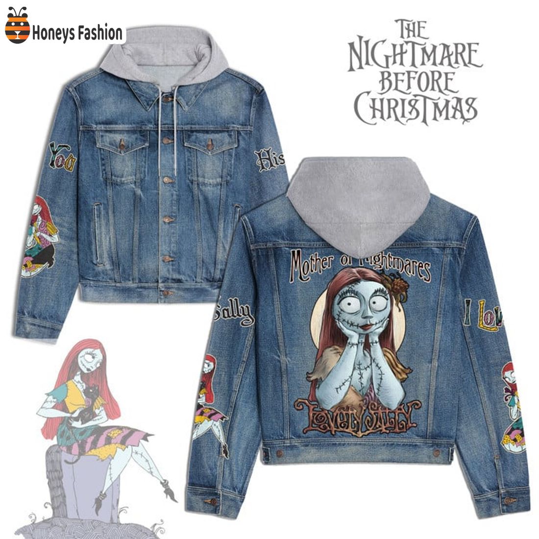 HOT TRENDING The Nightmare Before Christmas Sally Mother Of Nightmare Hooded Denim Jacket