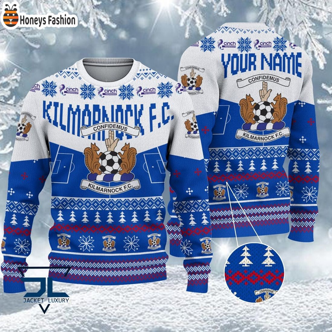 Kilmarnock FC 2023 Custom Name Ugly Christmas Sweater