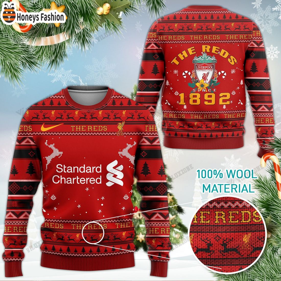 Liverpool The Reds 1892 Ugly Christmas Sweater