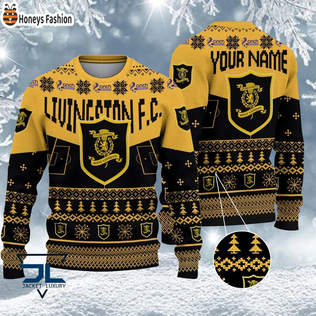 Livingston FC 2023 Custom Name Ugly Christmas Sweater