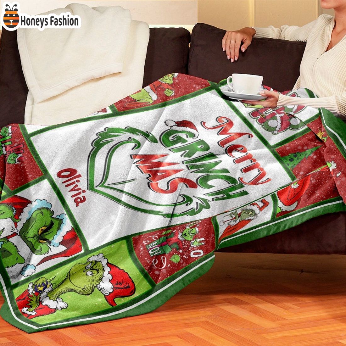 Merry Grinch Mas Custom Name Blanket