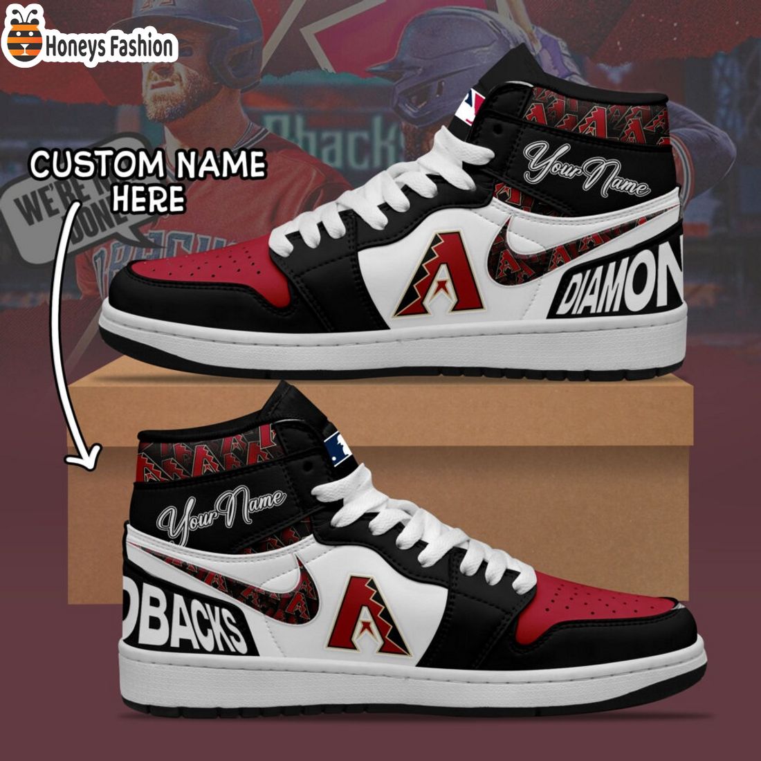 MLB Arizona Diamondbacks Custom Name Air Jordan 1 Sneaker