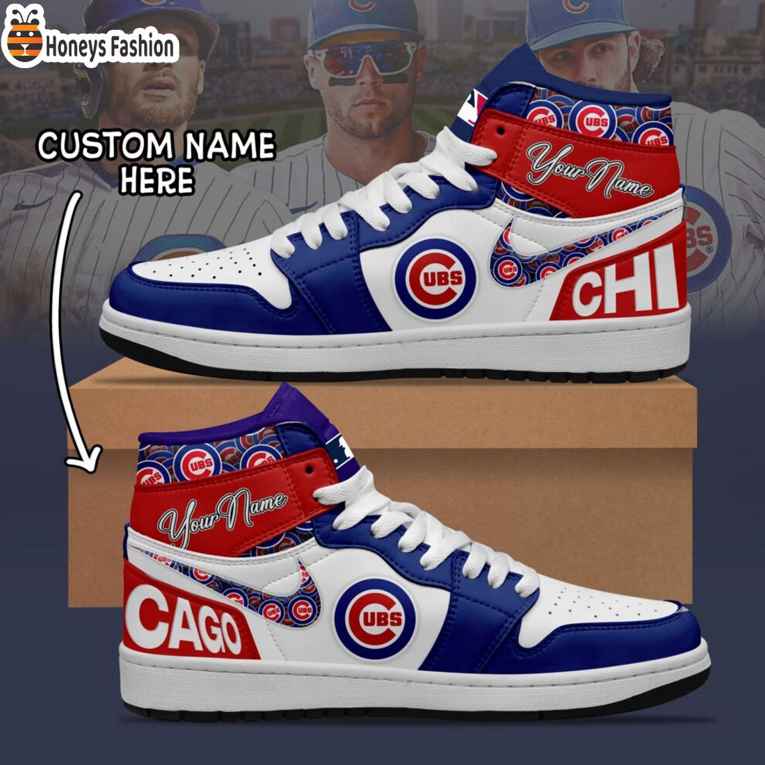 MLB Chicago Cubs Custom Name Air Jordan 1 Sneaker