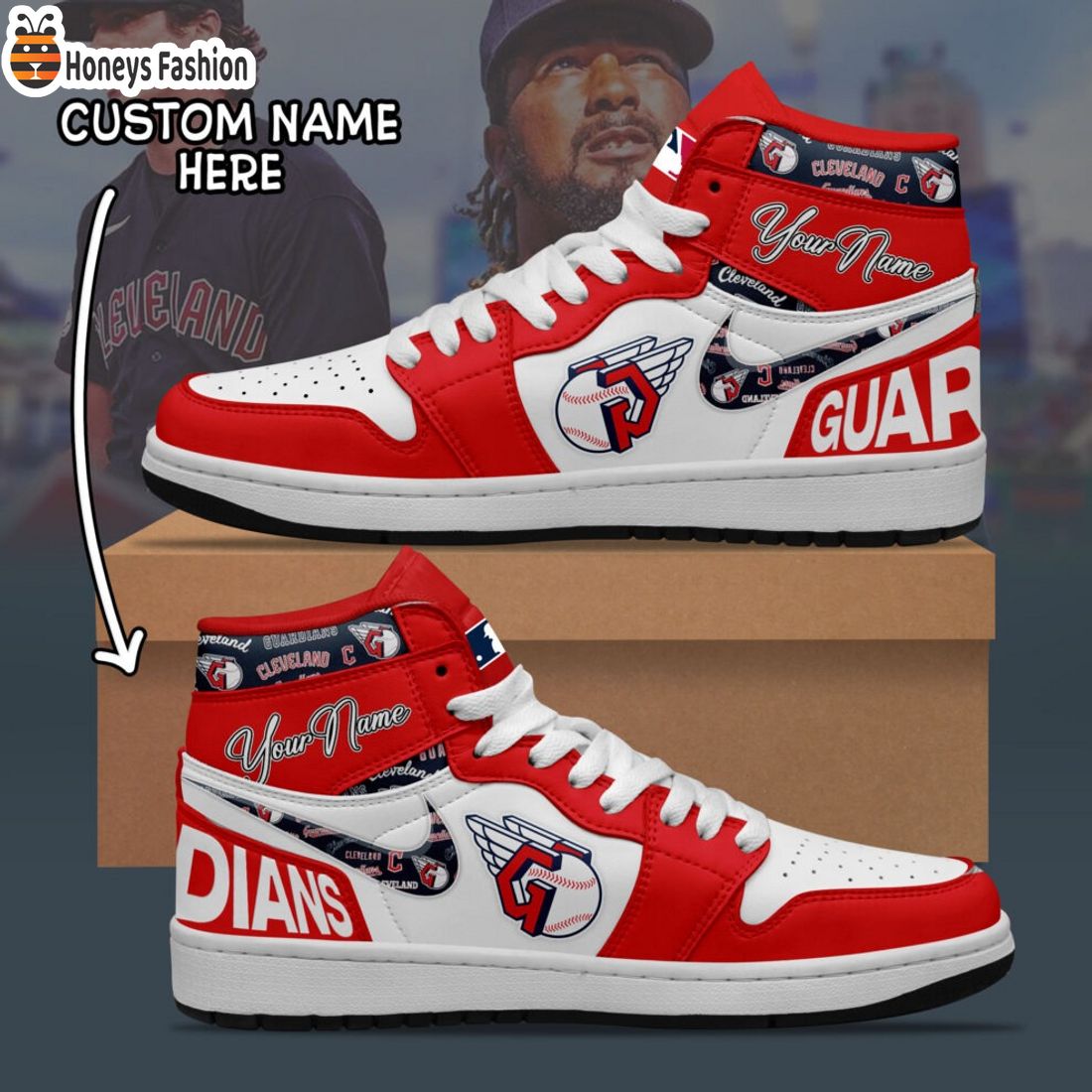 MLB Cleveland Guardians Custom Name Air Jordan 1 Sneaker