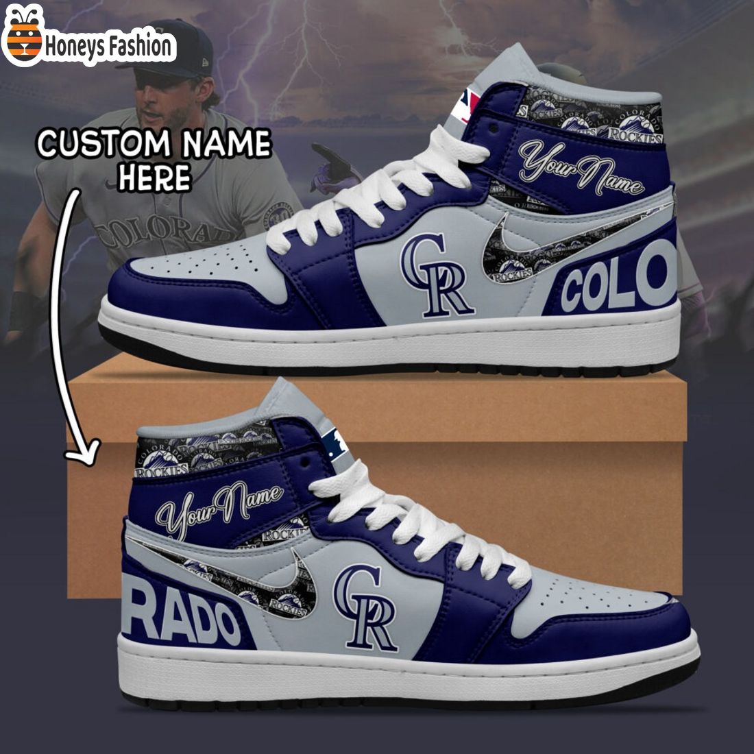 MLB Colorado Rockies Custom Name Air Jordan 1 Sneaker