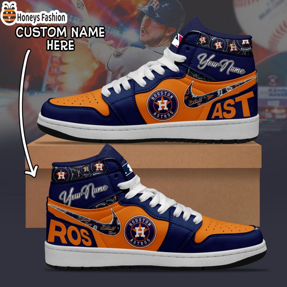 MLB Houston Astros Custom Name Air Jordan 1 Sneaker