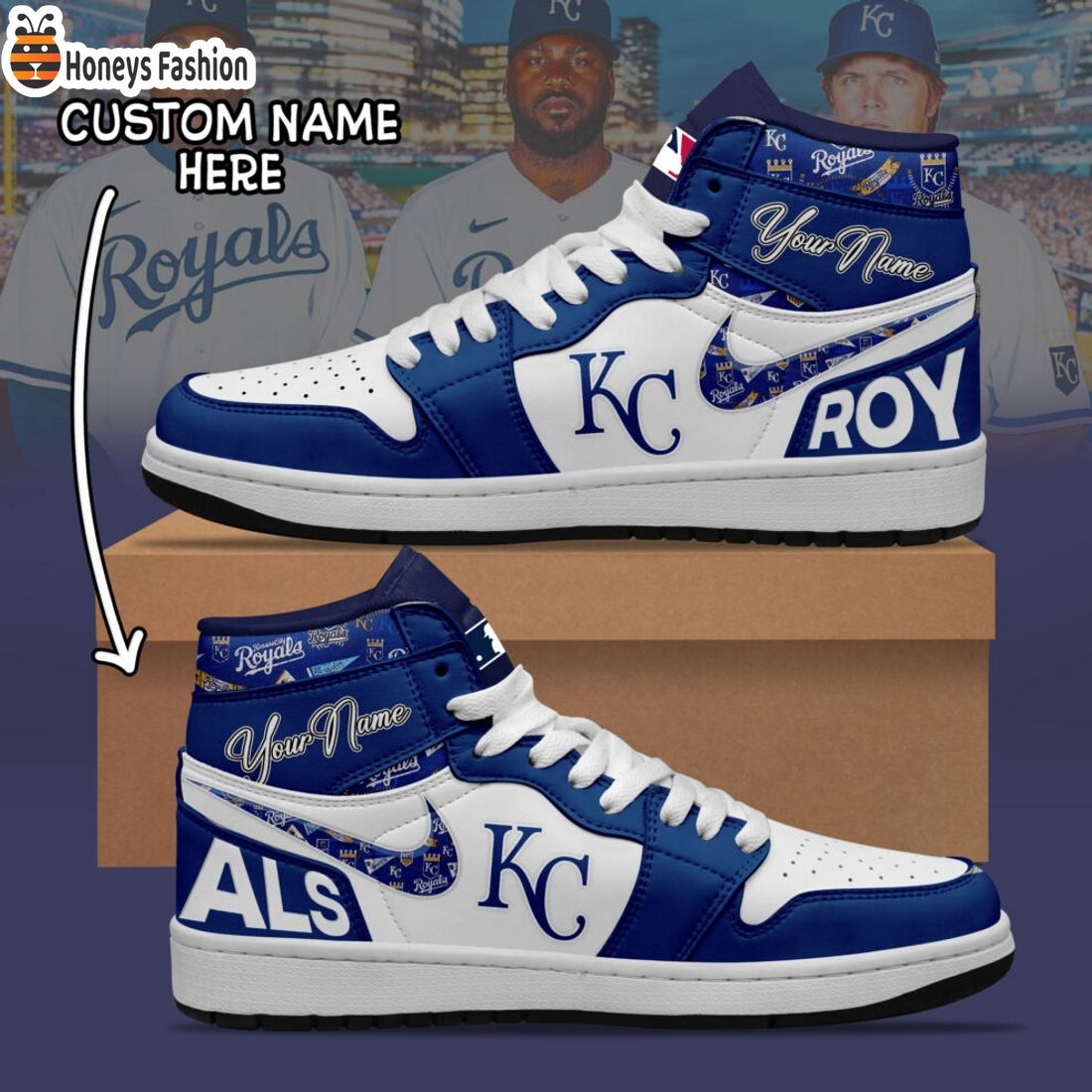 MLB Kansas City Royals Custom Name Air Jordan 1 Sneaker