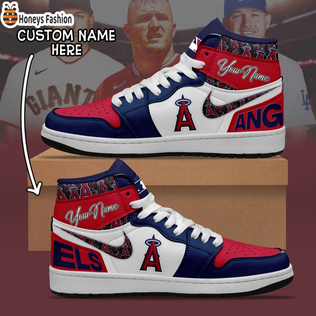 MLB Los Angeles Angels Custom Name Air Jordan 1 Sneaker