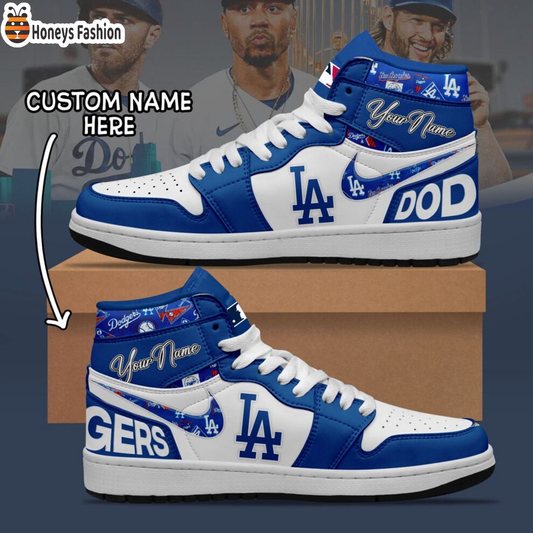 MLB Los Angeles Dodgers Custom Name Air Jordan 1 Sneaker