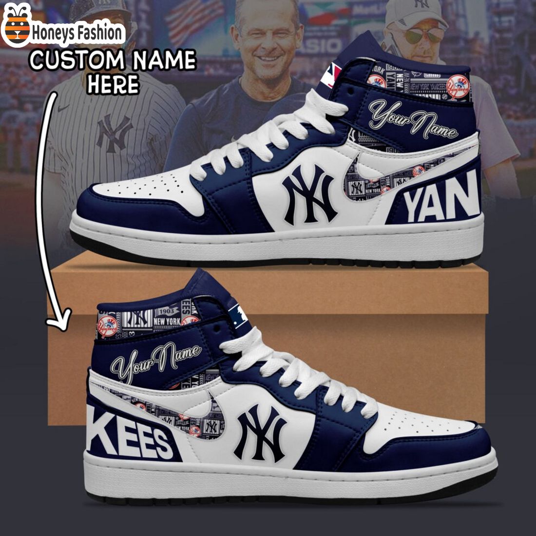 MLB New York Yankees Custom Name Air Jordan 1 Sneaker