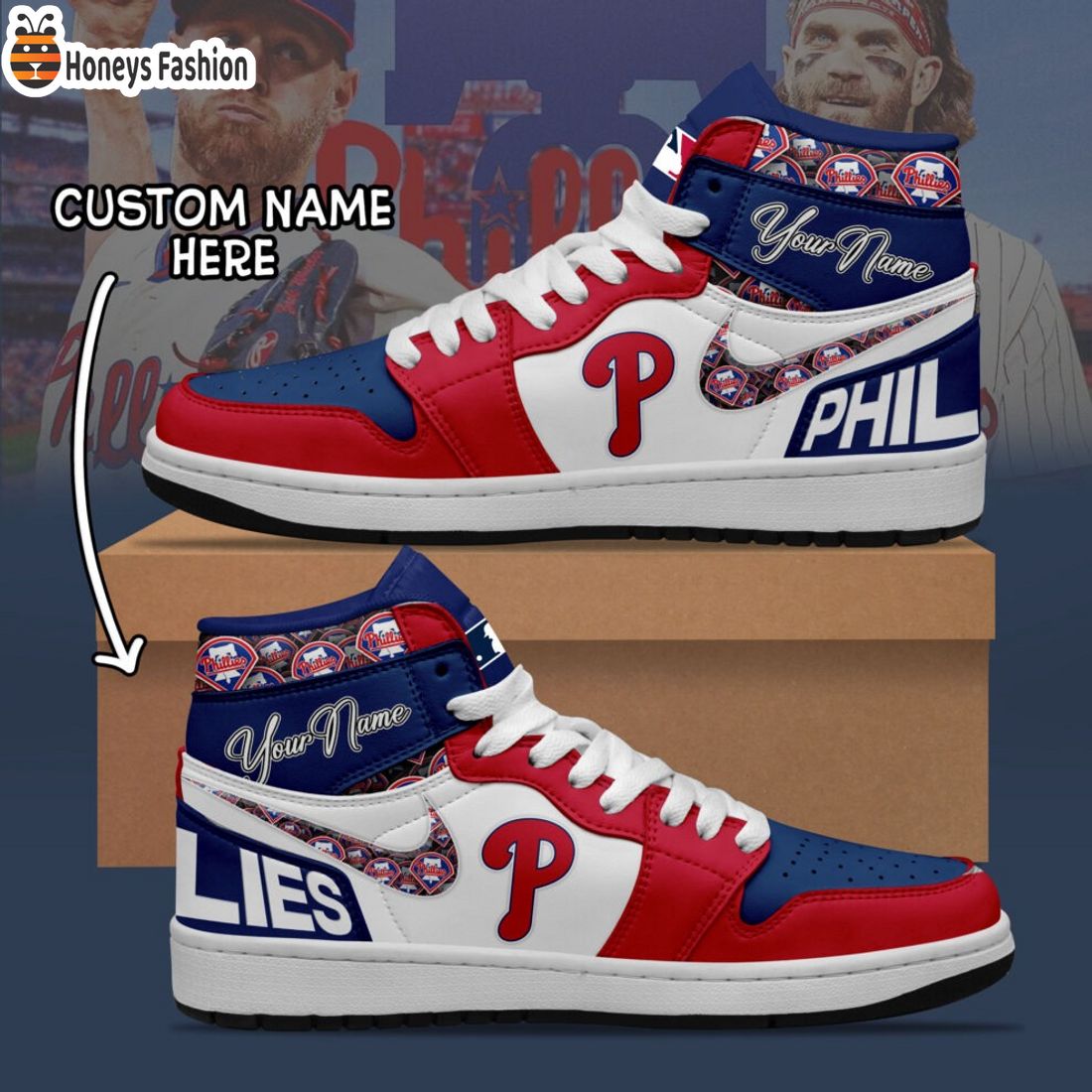 MLB Philadelphia Phillies Custom Name Air Jordan 1 Sneaker