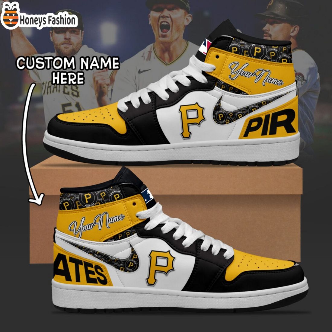 MLB Pittsburgh Pirates Custom Name Air Jordan 1 Sneaker