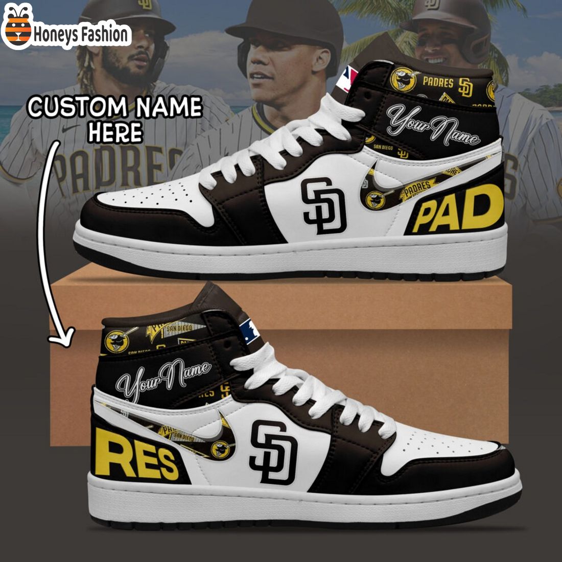 MLB San Diego Padres Custom Name Air Jordan 1 Sneaker