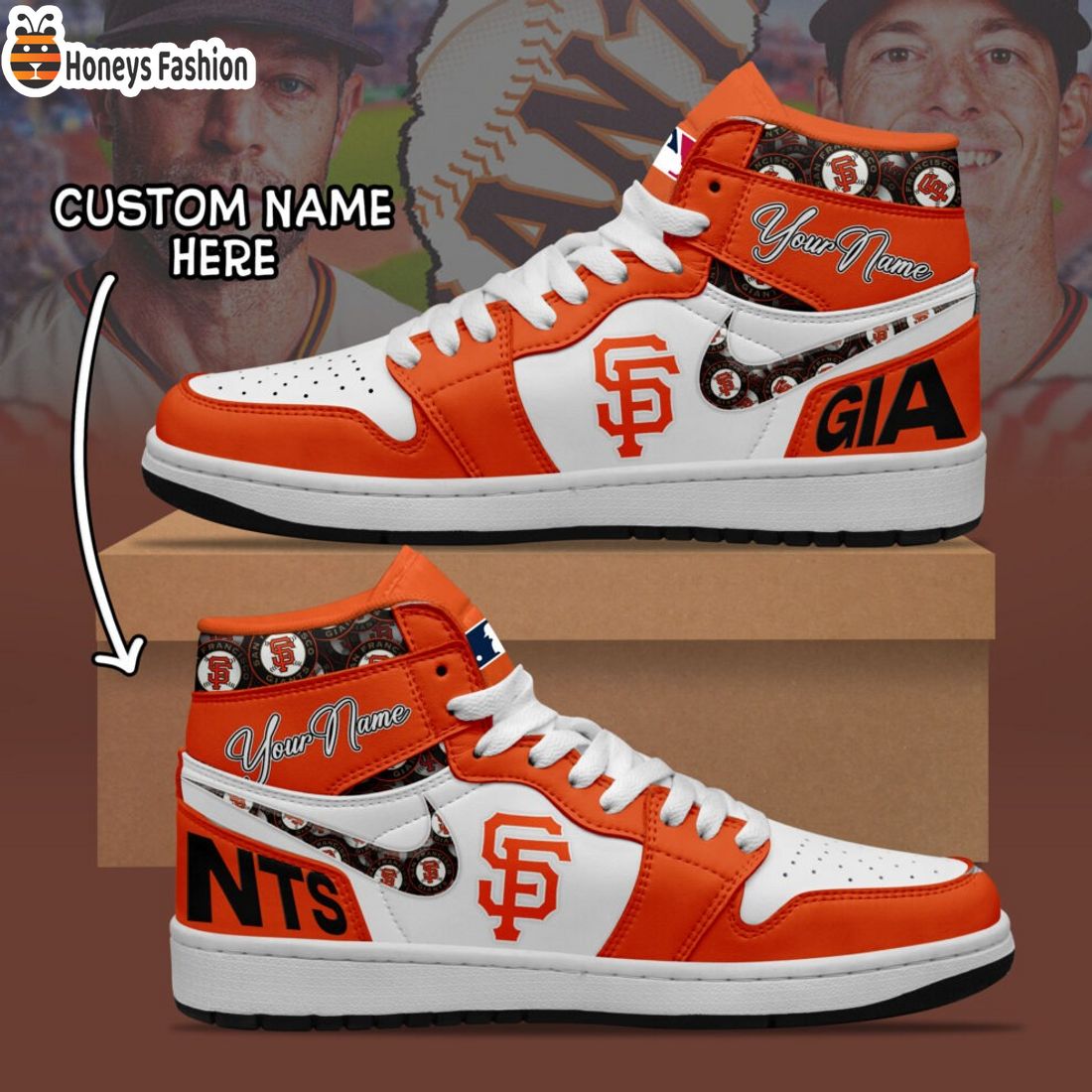MLB San Francisco Giants Custom Name Air Jordan 1 Sneaker