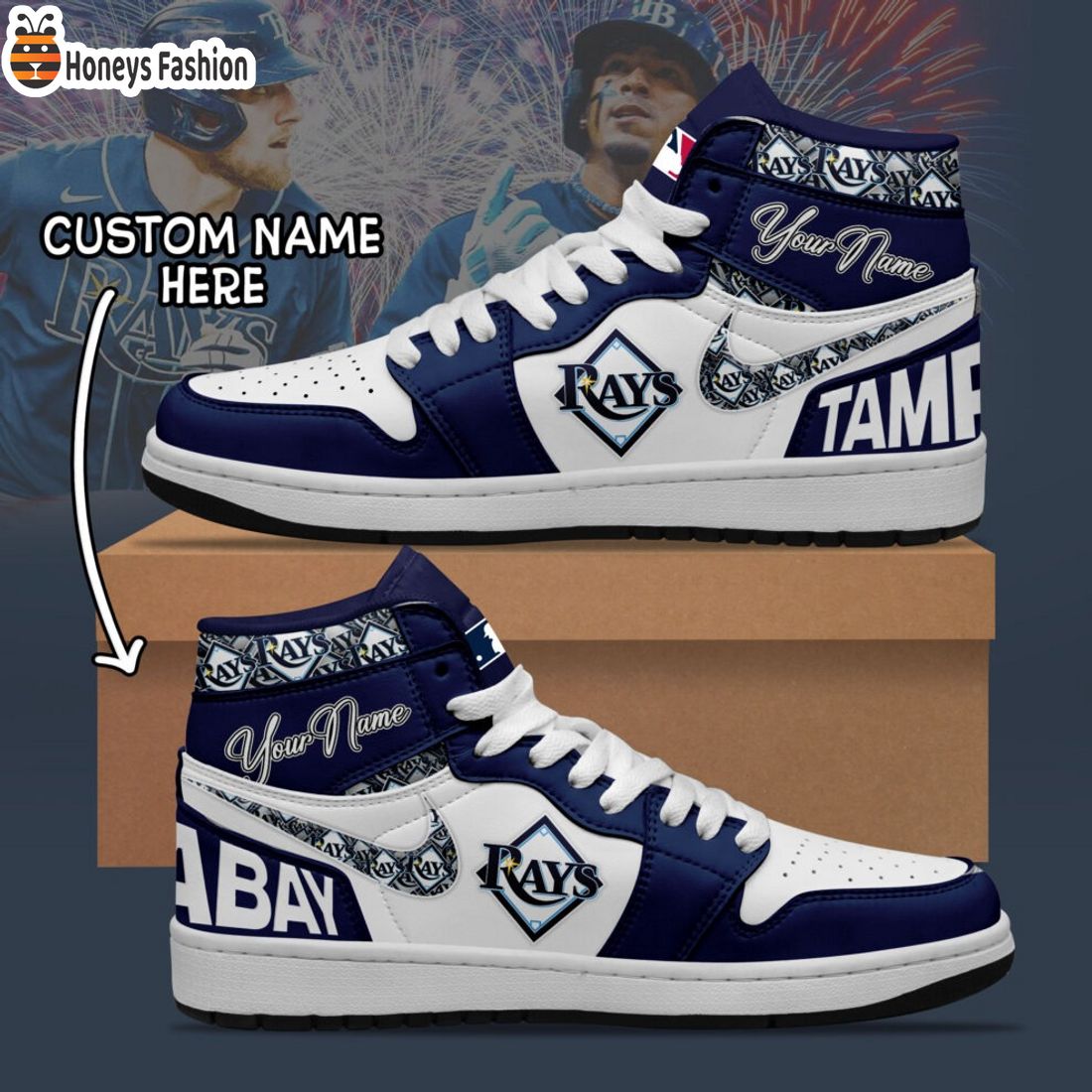 MLB Tampa Bay Rays Custom Name Air Jordan 1 Sneaker