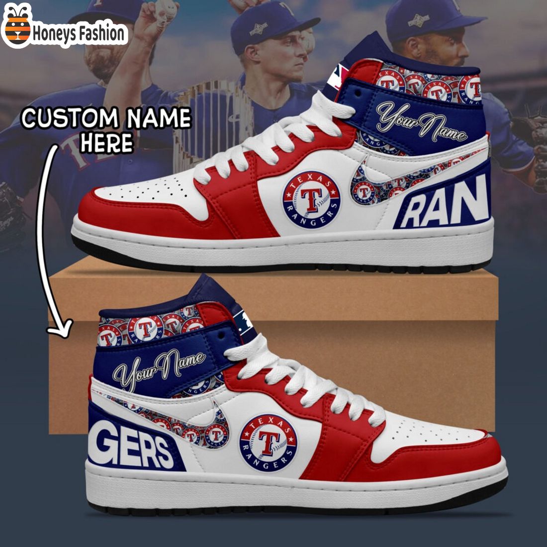 MLB Texas Rangers Custom Name Air Jordan 1 Sneaker