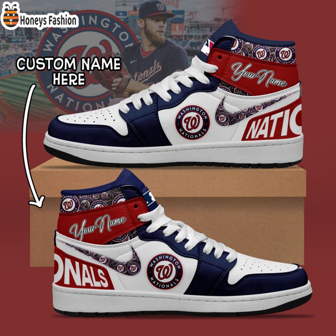MLB Washington Nationals Custom Name Air Jordan 1 Sneaker