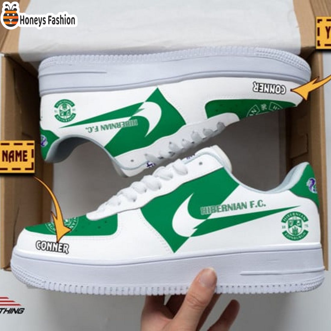 NEW Hibernian FC Custom Name Nike Air Force 1 Sneakers