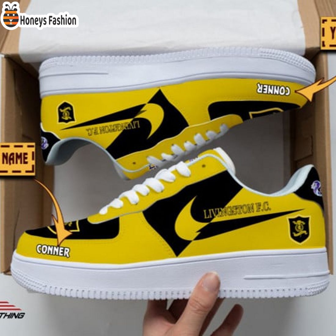 NEW Livingston FC Custom Name Nike Air Force 1 Sneakers